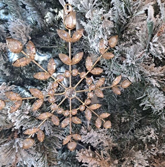Beautiful Gold & Glass Large Snowflake Ornament - Picture 2 of 3